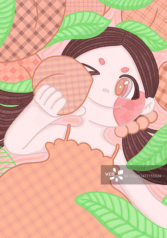 桃子与少女图片素材