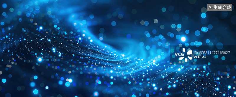 【AI数字艺术】蓝色背景下水滴的特写镜头图片素材