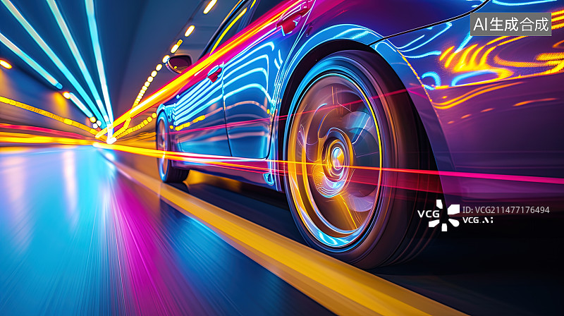 【AI数字艺术】城市道路 延时摄影 灯光图片素材