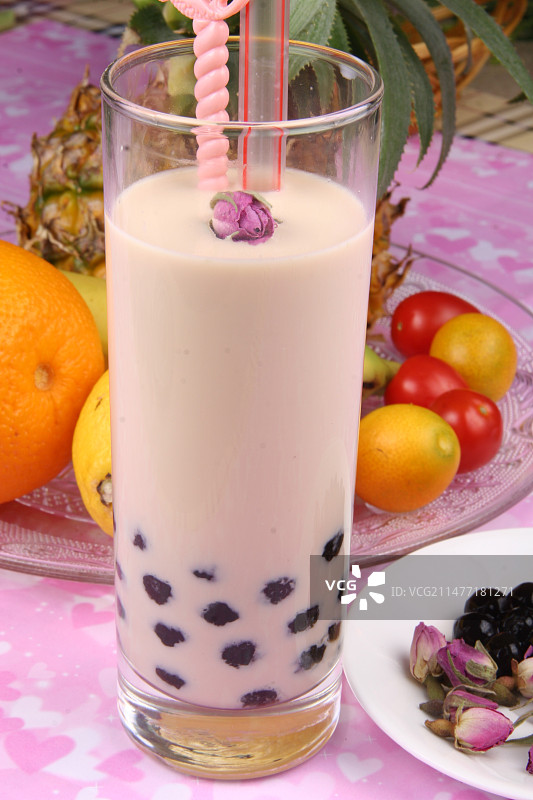 玫瑰珍珠奶茶图片素材