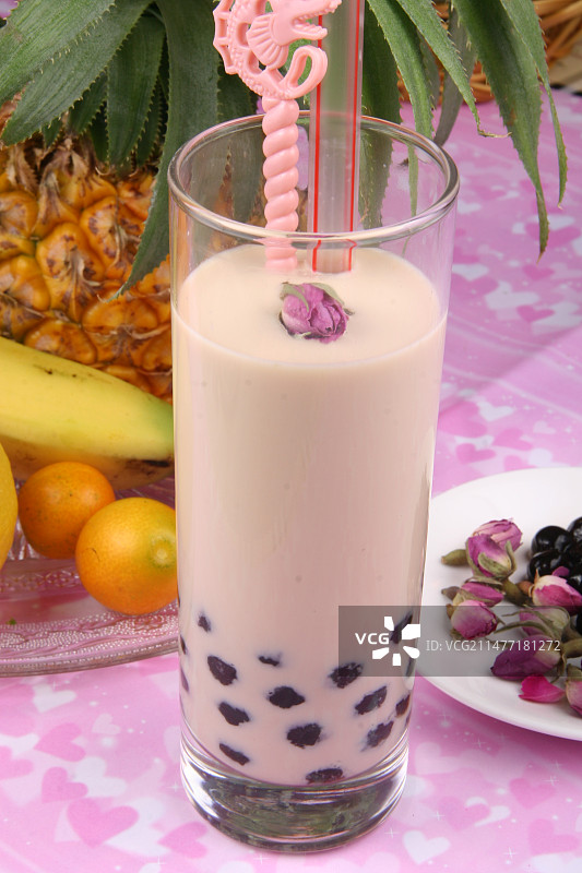 玫瑰珍珠奶茶图片素材