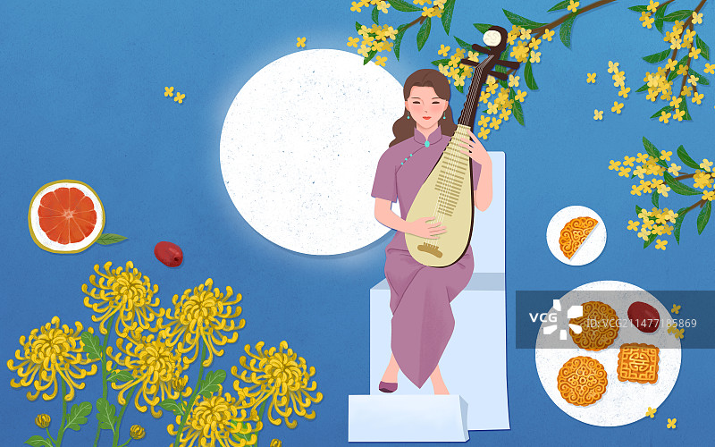月夜琵琶图片素材