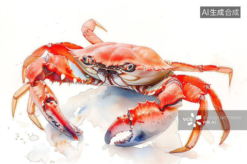 【AI数字艺术】白色背景下梭子蟹的特写镜头图片素材