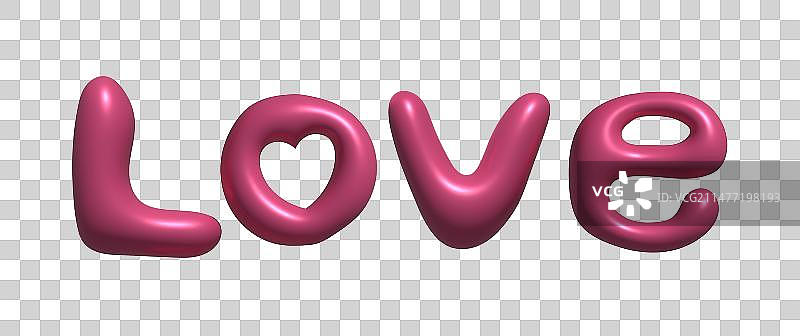 情人节LOVE膨胀风3D立体元素图片素材