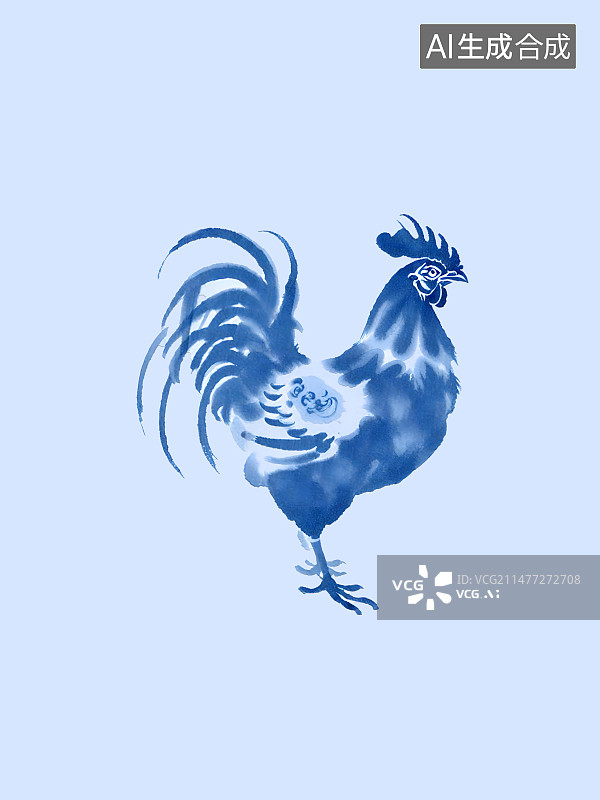 【AI数字艺术】扎染风格十二生肖 - 酉鸡图片素材