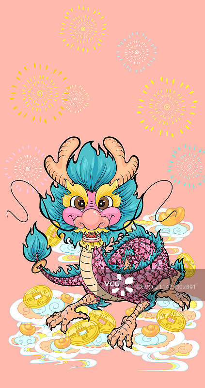 龙年吉祥物节日插画氛围海报图片素材