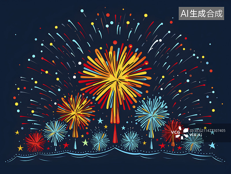 【AI数字艺术】燃放烟花迎新年图片素材