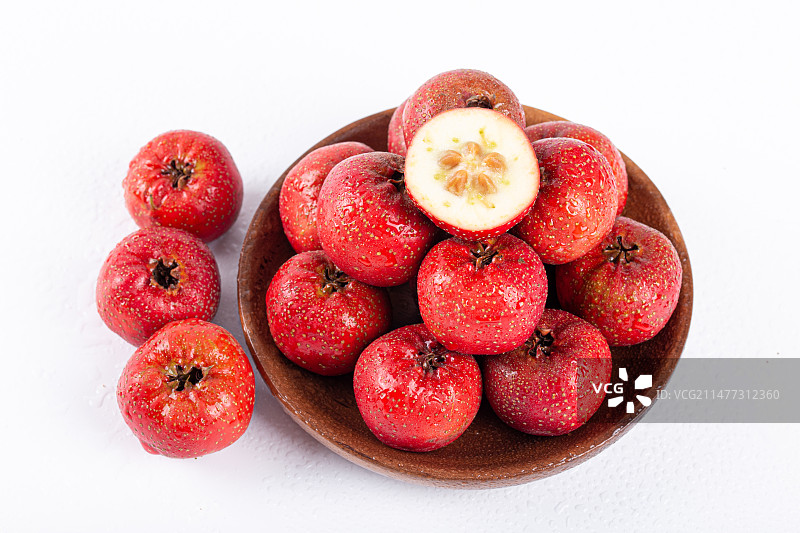 新鲜采摘的山楂图片素材