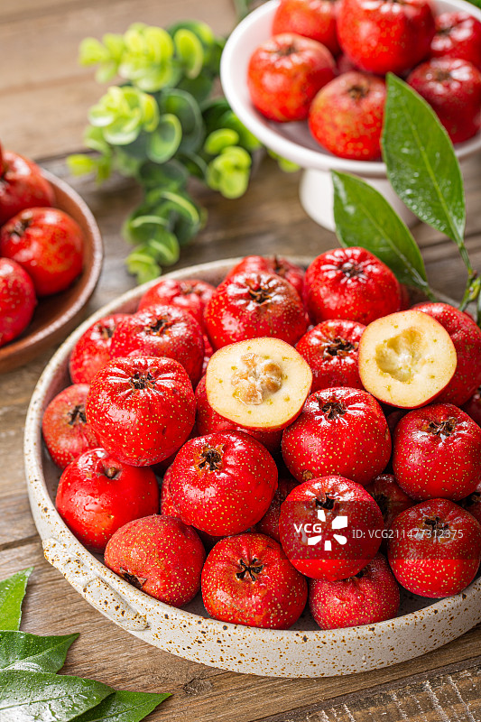 新鲜采摘的山楂图片素材