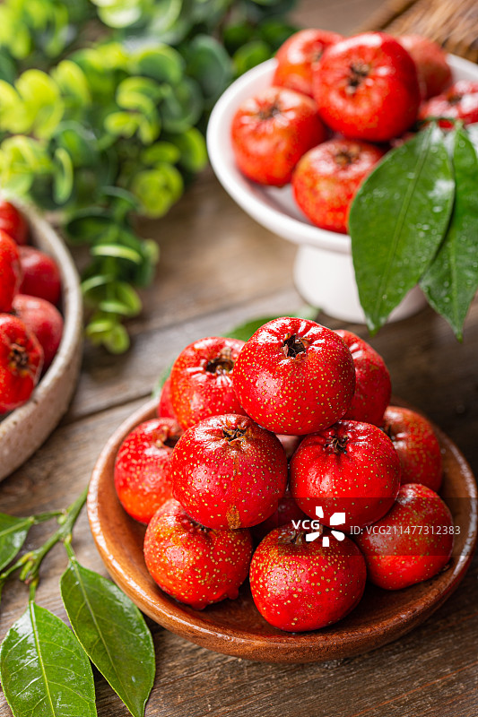 新鲜采摘的山楂图片素材