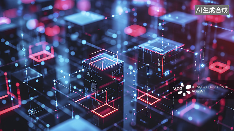 【AI数字艺术】计算机网络区块链技术概念图片素材