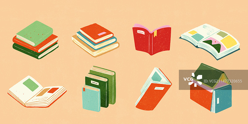 复古手绘书籍元素集合图片素材