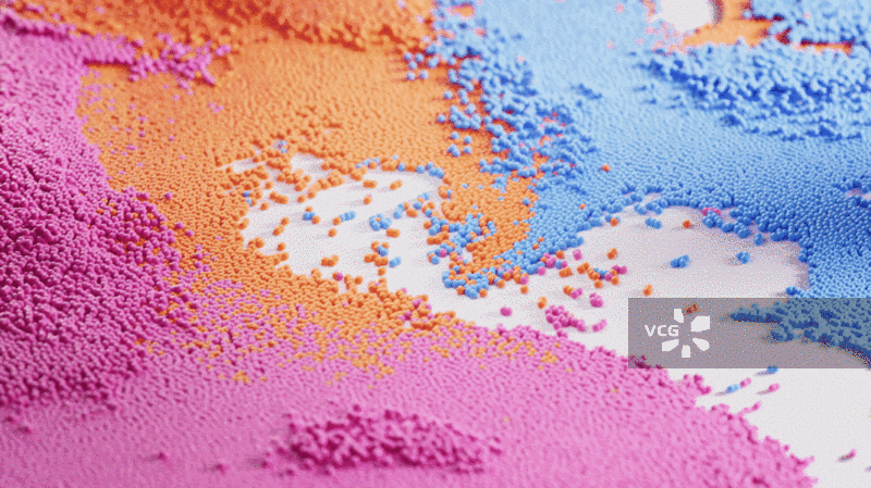 散落流动的颗粒球体3D渲染图片素材