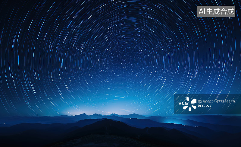 【AI数字艺术】夜空中的星空映衬下的图片素材