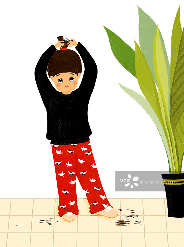 给自己剪头发图片素材