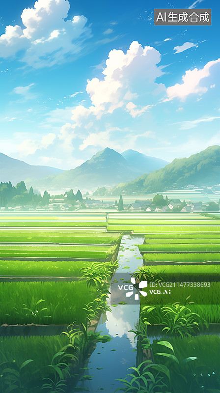 【AI数字艺术】惊蛰节气的梯田图片素材