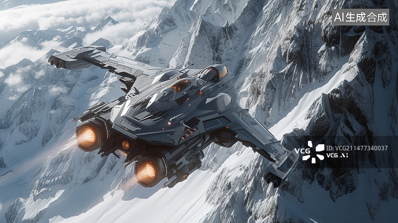 【AI数字艺术】航拍雪地里的直升机图片素材