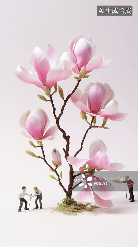 【AI数字艺术】春天微距摄影春分玉兰花图片素材