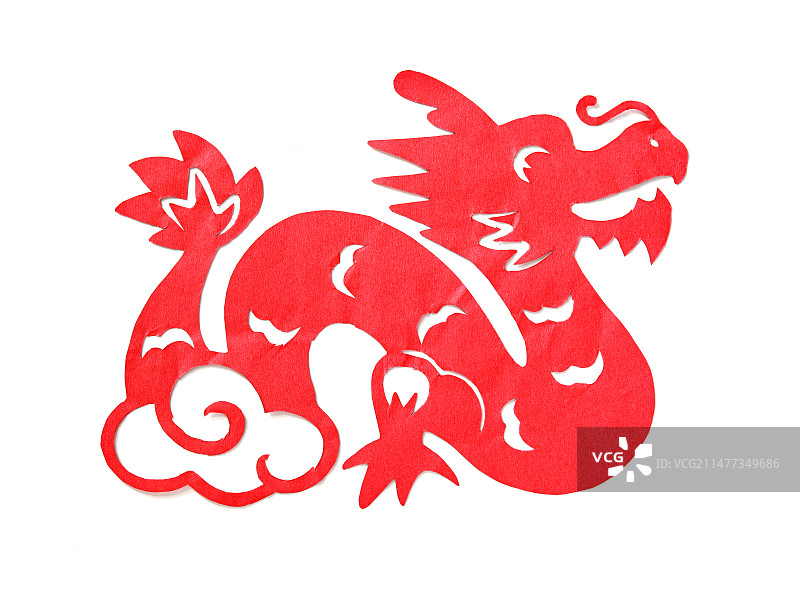 春节传统剪纸窗花龙图片素材