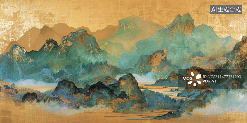 【AI数字艺术】千里江山图图片素材