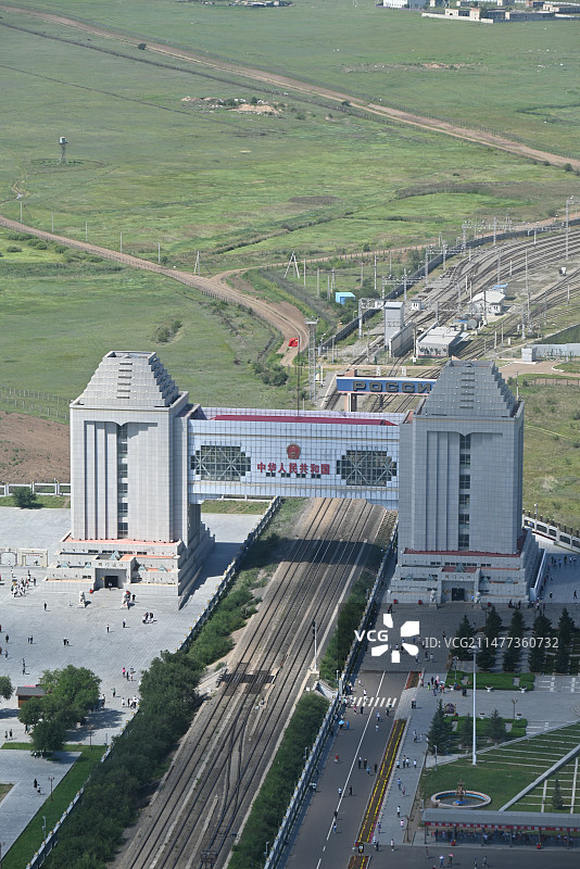 满洲里城市国门风光图片素材
