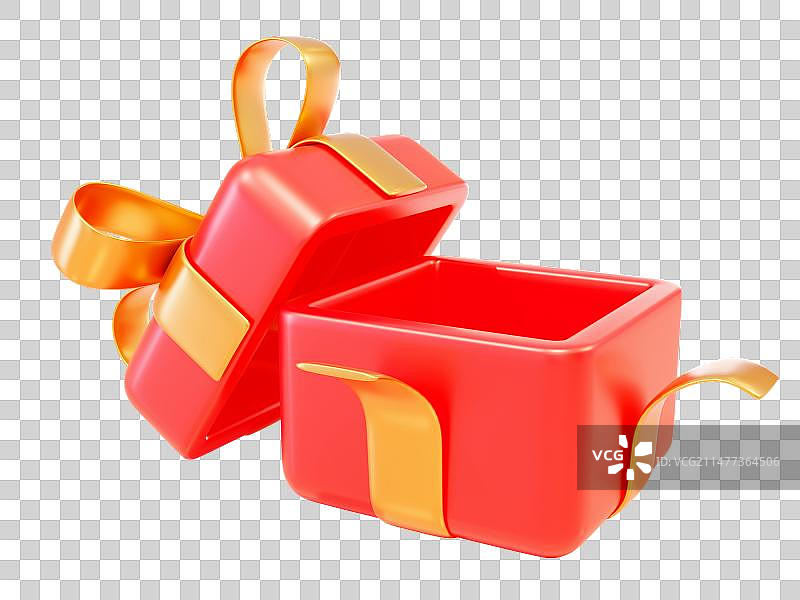 打开的3D渲染惊喜礼物盒图片素材
