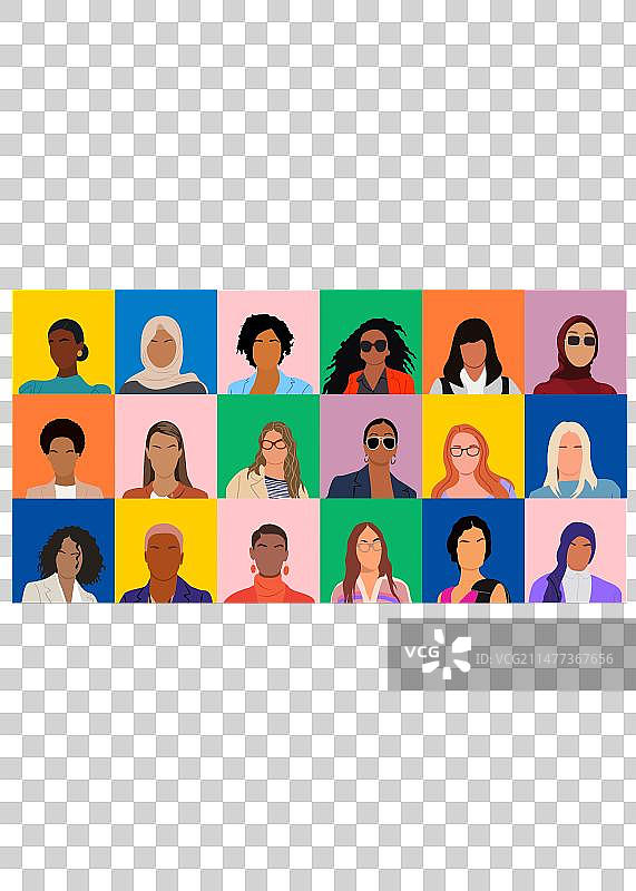 不同的女人头像集合图片素材