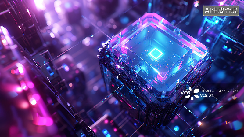 【AI数字艺术】蓝色背景下的网络连接插头特写图片素材