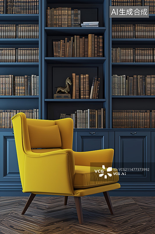 【AI数字艺术】书房图书馆插画图片素材