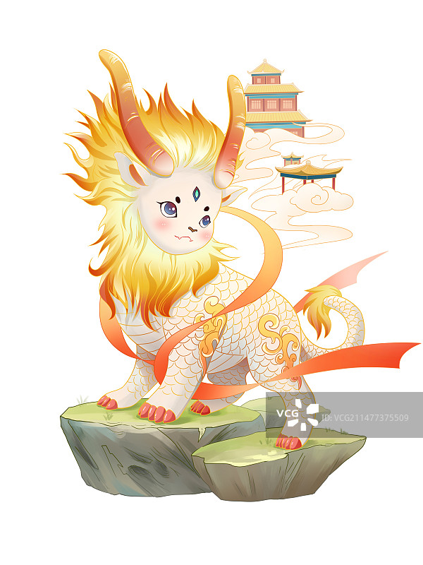 上古神兽古风狮子白泽图片素材