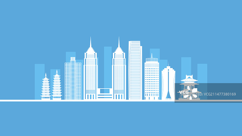 桂林城市建筑天际线矢量剪影插画图片素材