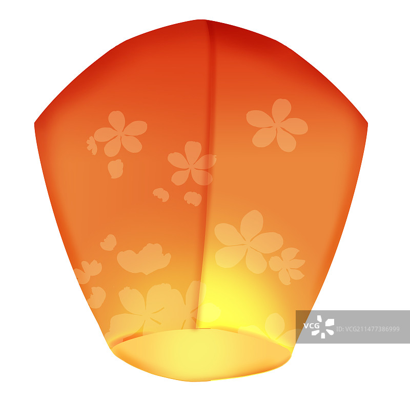 孔明灯手绘国潮插画图片素材