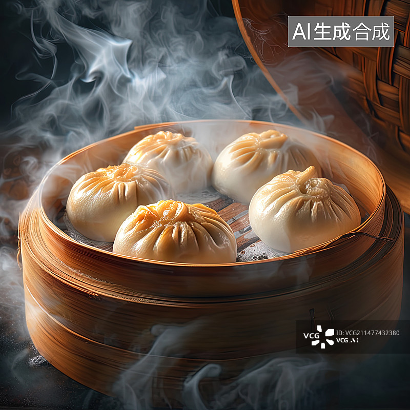 【AI数字艺术】热气腾腾的包子 小笼包图片素材