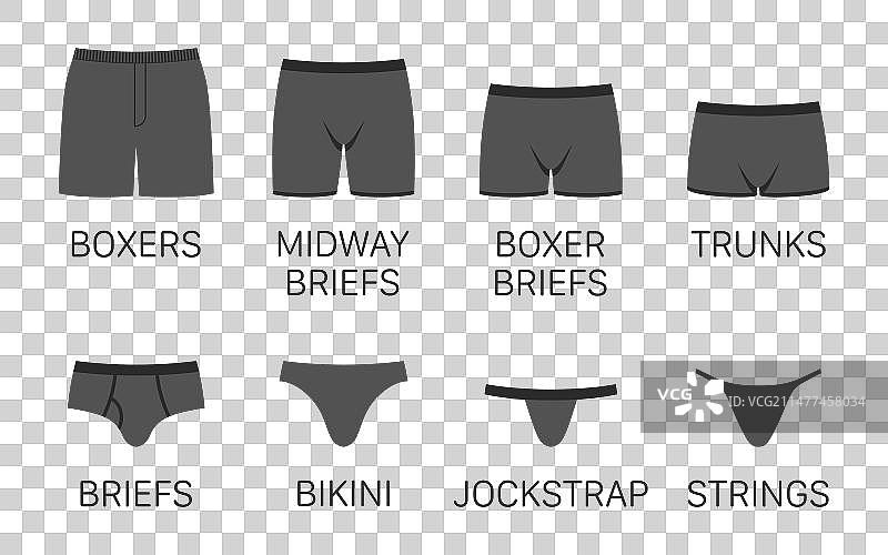 男士不同款式的内裤套装图片素材
