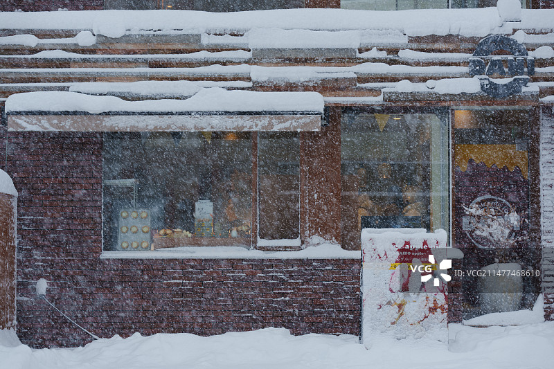 日本北海道，小樽，船见坂，雪景图片素材