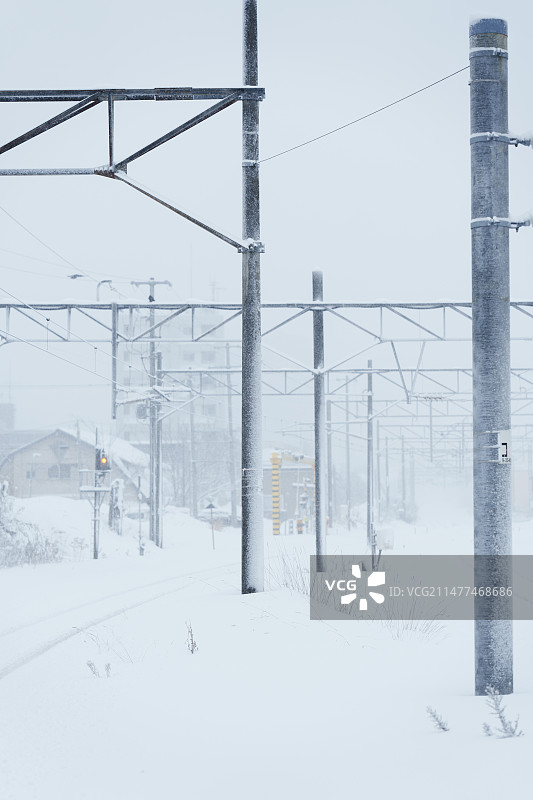 日本北海道，小樽，船见坂，雪景图片素材