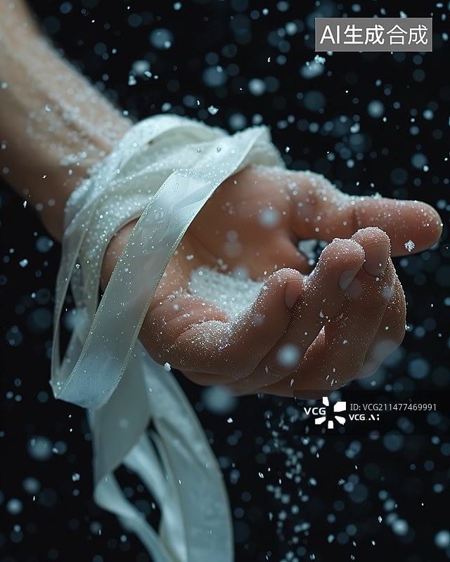 【AI数字艺术】在黑色背景下洗手的女人的特写镜头图片素材