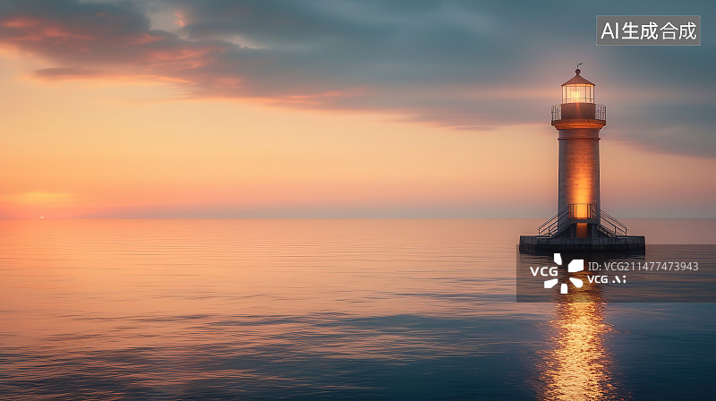 【AI数字艺术】灯塔日出日落星空风光图片素材