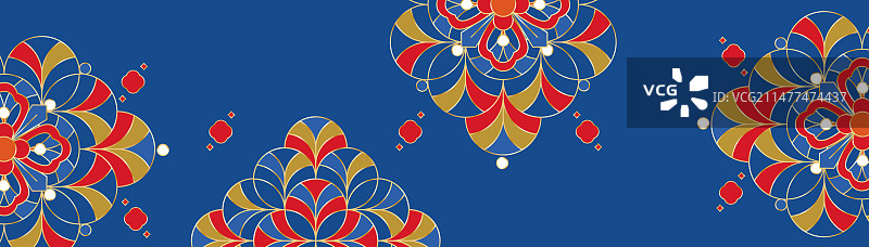 新中式复古几何纹样矢量图形背景图片素材