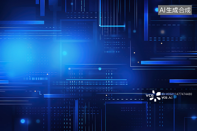 【AI数字艺术】蓝色的几何线条科技背景海报图片素材