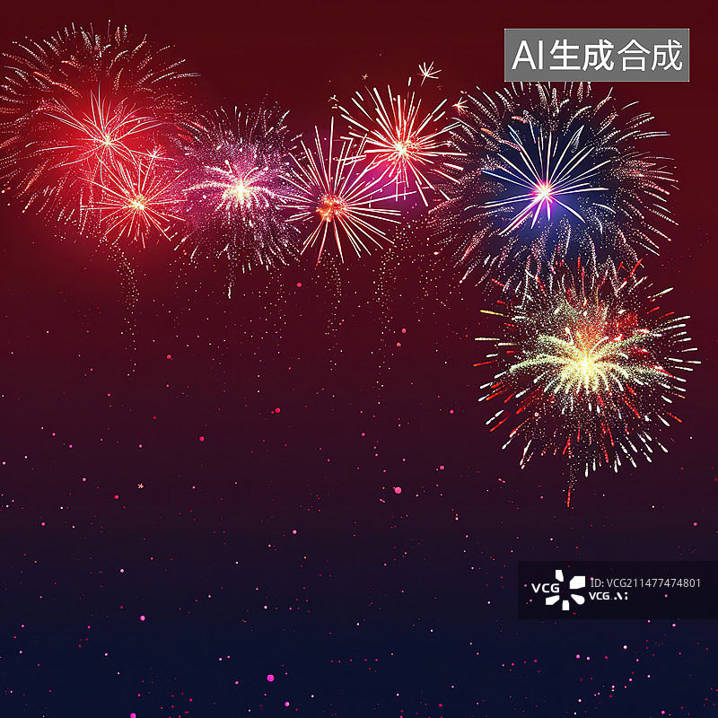 【AI数字艺术】节日烟花特写插画图片素材