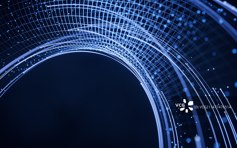 流动的曲线与粒子3D渲染图片素材