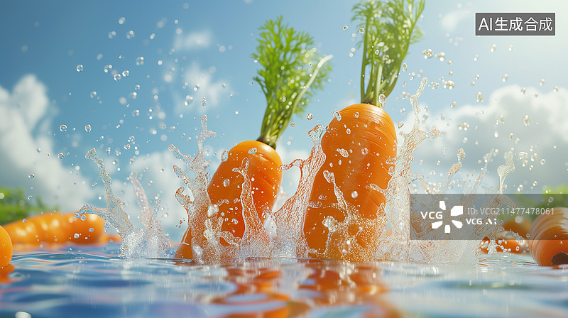 【AI数字艺术】水花胡萝卜汁蔬菜图片素材