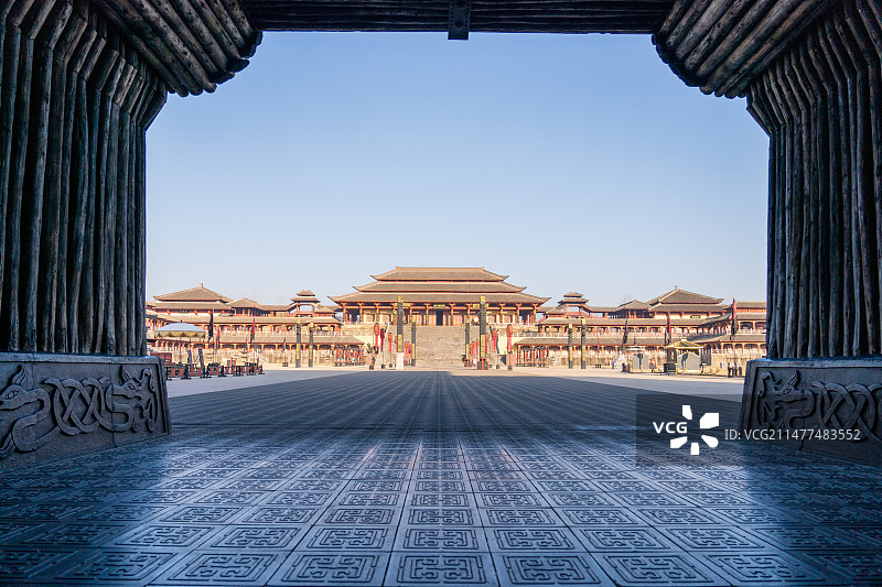 浙江省金华市横店影视城秦王宫古代建筑摄影图片素材