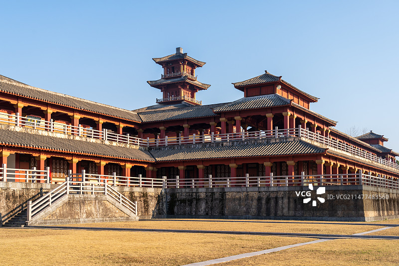 浙江省金华市横店影视城秦王宫古代建筑摄影图片素材