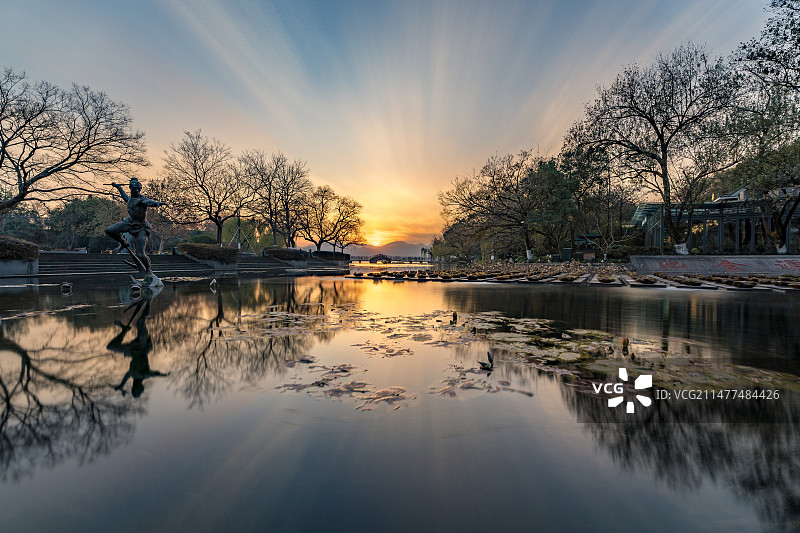 涌金门 晚霞图片素材