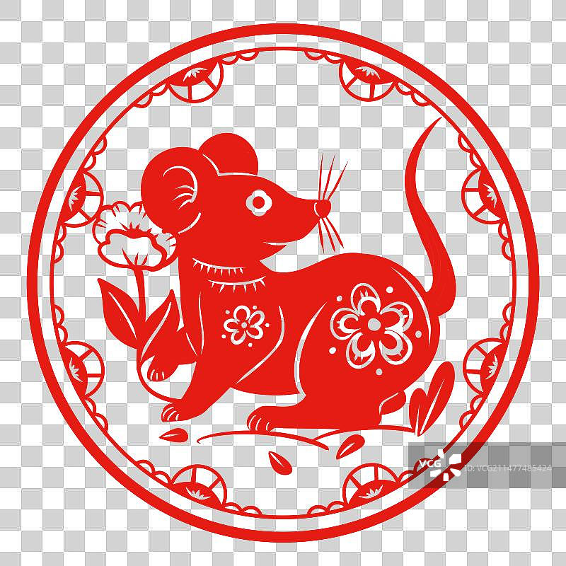 十二生肖剪纸风格插画元素图片素材