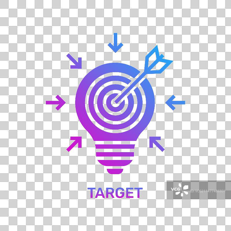 灯泡和带箭头的靶板图标图片素材