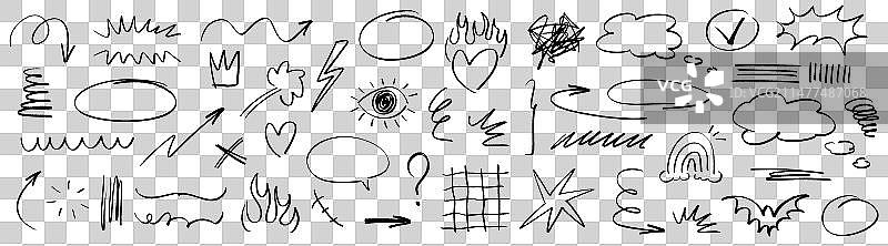 木炭笔内衬涂鸦纹理皇冠元素图片素材