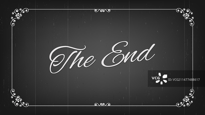 老电影无声电影结束屏幕复古边框图片素材